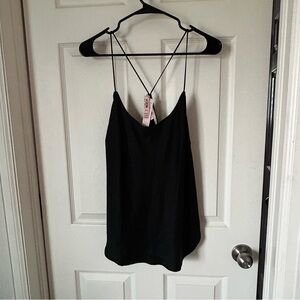 Victoria's Secret Black Backless Layering Camisole Top With Leopard Print